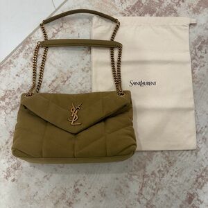 Saint Laurent Canvas Quilted Loulou Puffer Shoulder Bag